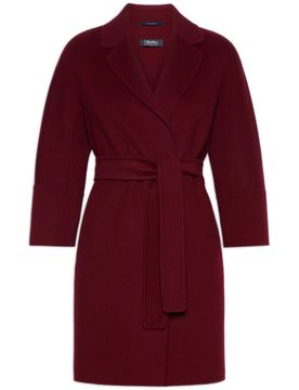 Hand-Sewn Double-Drape Pure Wool Jacket with Small Lapel Collar & Matching Belt