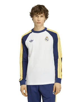T-shirt à Manches Longues Real Madrid Originals White / Dark Blue M - Adidas - FashionsVida