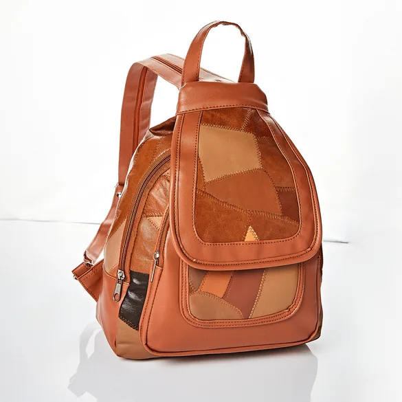 Pagen Patchwork Rucksack cognac - 3Pagen - FashionsVida