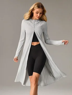 Chaqueta protectora solar para mujer, de uso diario y casual, con longitud larga, ala extendida y máscara, para uso en exteriores - Shein - FashionsVida