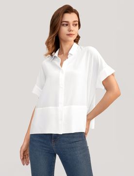 T-shirt En Soie Décontracté Soie Manches Courtes