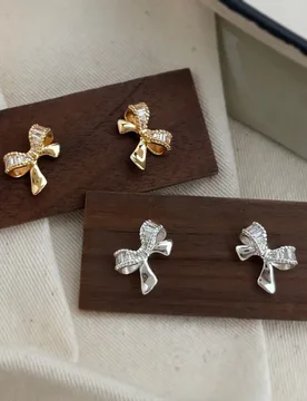 Fashionable High-End Micro Pave Zircon 925 Silver Needle Bowknot Stud Earrings Minimalist Office Versatile - Aliexpress - FashionsVida