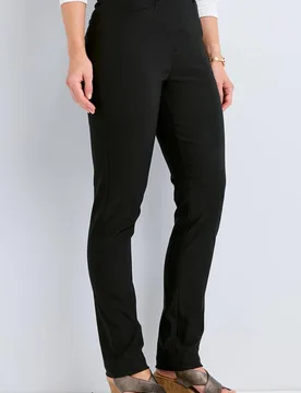 Women's Super Stretchy Pull On Slim Leg Trousers in Black Size: 24R - Black - Size: 24R - Cotton Traders - FashionsVida