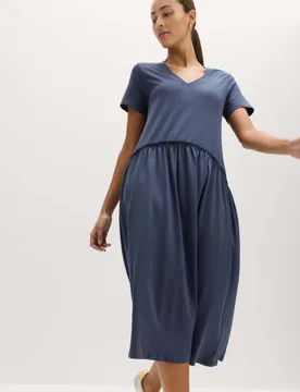 Jersey V-Neck Midi Drop Waist Dress Nightshade female - M&S - FashionsVida