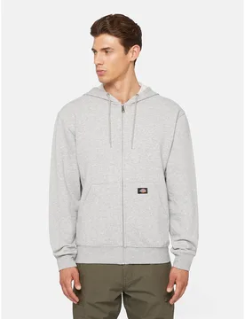 Everyday Fleece Zip Hoodie Mens Grey Jacket - Dark Grey Cotton - Size Large - Dickies - FashionsVida