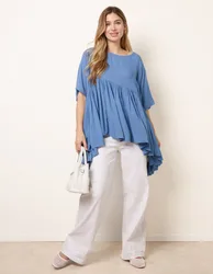 Gathered Oversized Top - ONE / DENIM - female