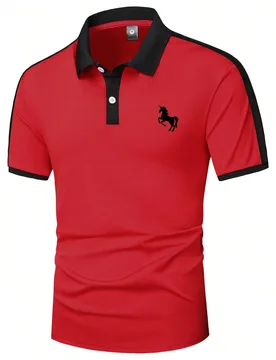 Camiseta polo personalizada con estampado de pequeños caballos para hombre - Shein - FashionsVida