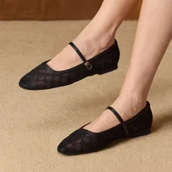 ZAPATOS PLANOS DE MUJER CON PUNTA CUADRADA DE MALLA