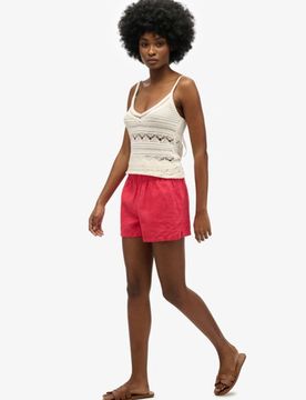 Superdry Damen Leinenshorts Cream - Größe: 36