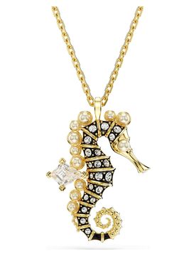 Idyllia AnhÃ¤nger, Kristallperlen, Seepferdchen, WeiÃŸ, 18K Goldbeschichtet Unisex OS