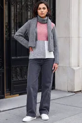 Women's Colour Block Scarf Jumper in Grey Size: 16 - Grey - Size: 16