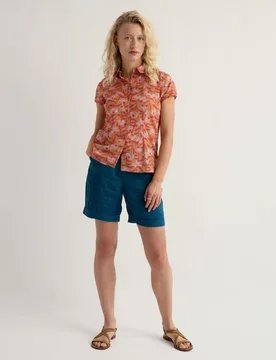 Pure Cotton Floral Shirt Yellow Mix female - Seasalt cornwall - FashionsVida