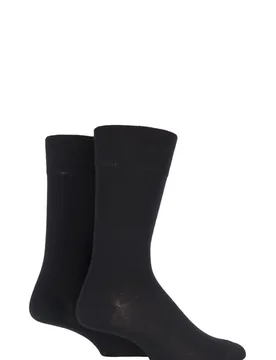 Pair Black Swing Plain Cotton Socks Men's 8.5-11 Mens - - Black - Size: 8.5-11 Mens - Falke - FashionsVida