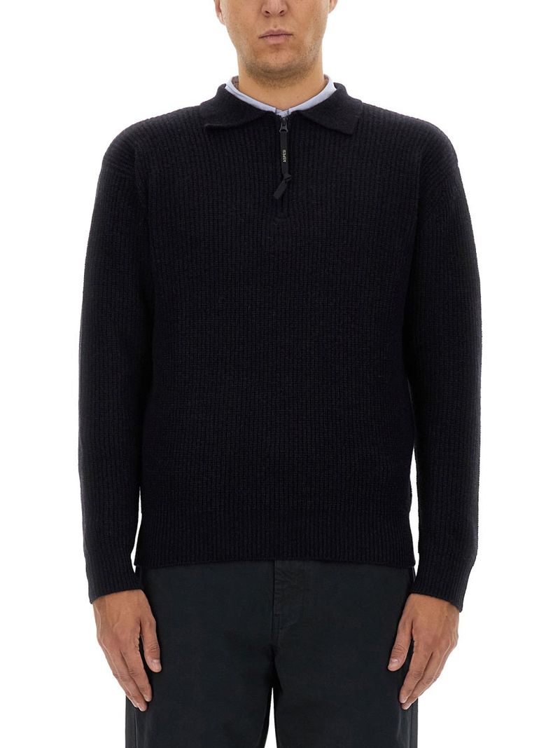 ASPESI Wool Knit Half-Zip Sweater
