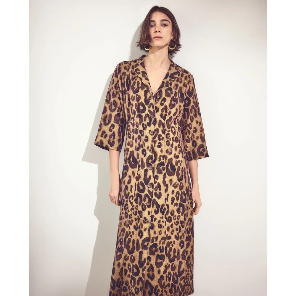 Vestido de manga larga con estampado animal print - Woman El Corte Inglés - FashionsVida