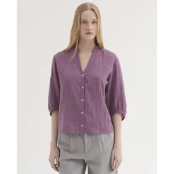 Camisa de mujer 100% algodón con cuello mao