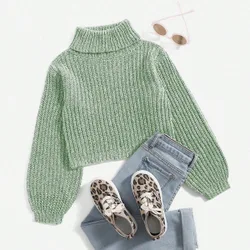 Sudadera De Cuello Alto Y Mangas De Linterna Para Niña Adolescente