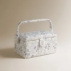 Costurero rectangular con asa Hojas