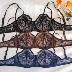 Set de 3 piezas de lencería de encaje sin aros para tallas grandes, cómodo