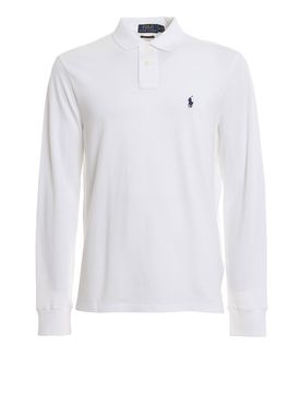 Polo in cotone piqué a manica lunga