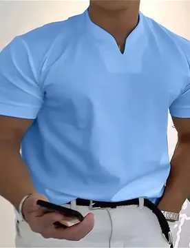 A fashionable V-neck short-sleeved base top for men, a light and breathable T-shirt, suitable for daily casual sports wear - Aliexpress - FashionsVida