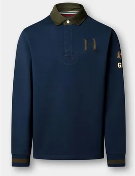 Polo de hombre rugby con múltiples logos fit clásico - Hackett - FashionsVida