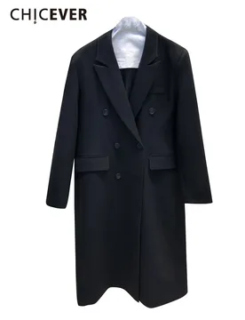 CHICEVER Casual Minimalist Blazer For Women Notched Collar Long Sleeve Spliced Double Breasted Casual Temperament Blazers Female - Aliexpress - FashionsVida