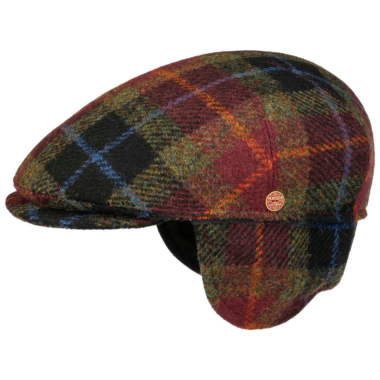 Simon Harris Tweed Flat Cap by - dark red - Size: 61 cm - Mayser - FashionsVida