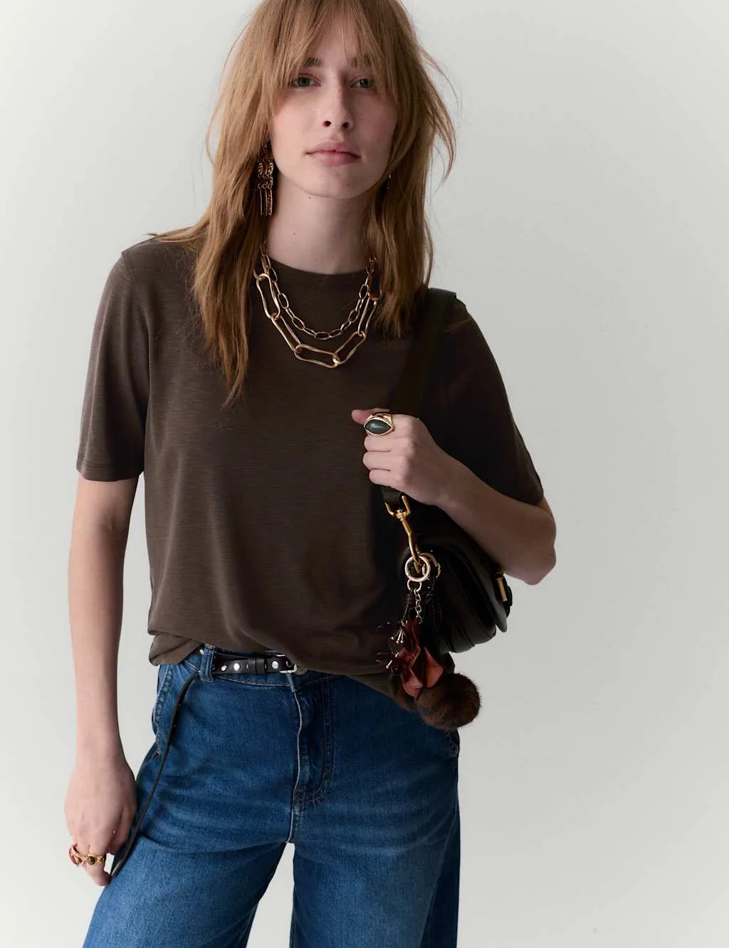Modal Rich Oversized T-Shirt Dark Mole female - Per Una - FashionsVida