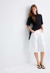Asymmetrisches Kurzarm-Shirt Schwarz XL