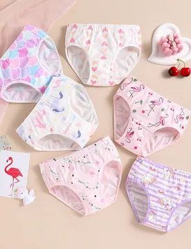 Ropa interior linda para niña con impresión de unicornio y corazón, detalles de escala, Paquete de 6 - Shein - FashionsVida
