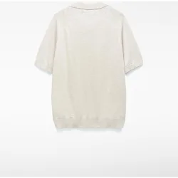 Polo de manga corta de hombre con cuello pico en algodón flamé