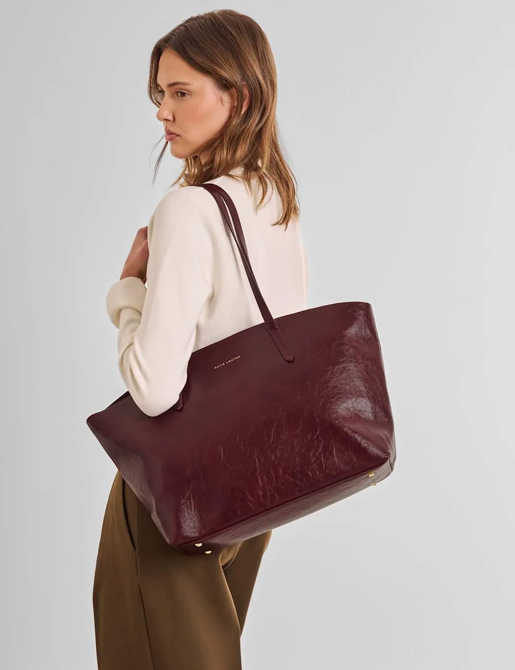 Faux Leather Laptop Work Tote Bag Cherry Red female - Katie Loxton - FashionsVida