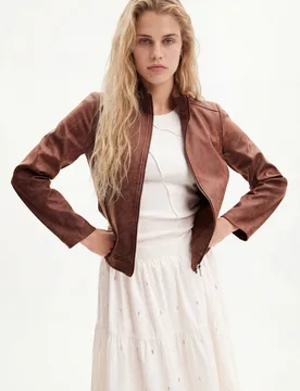 Blouson biker slim BROWN XS female - Desigual - FashionsVida