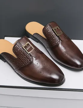 Size 38-46 Retro Men Half Slippers Men Casual Comfortable Small Leather Shoes European Style One Step Fashion Brand Shoes Men - Aliexpress - FashionsVida