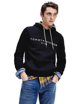 Felpa Con Cappuccio Core Logo Jet Black XL - Tommy hilfiger - FashionsVida