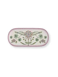 Tortera LILY & LOTUS 33x15,5cm Blanco hueso morado