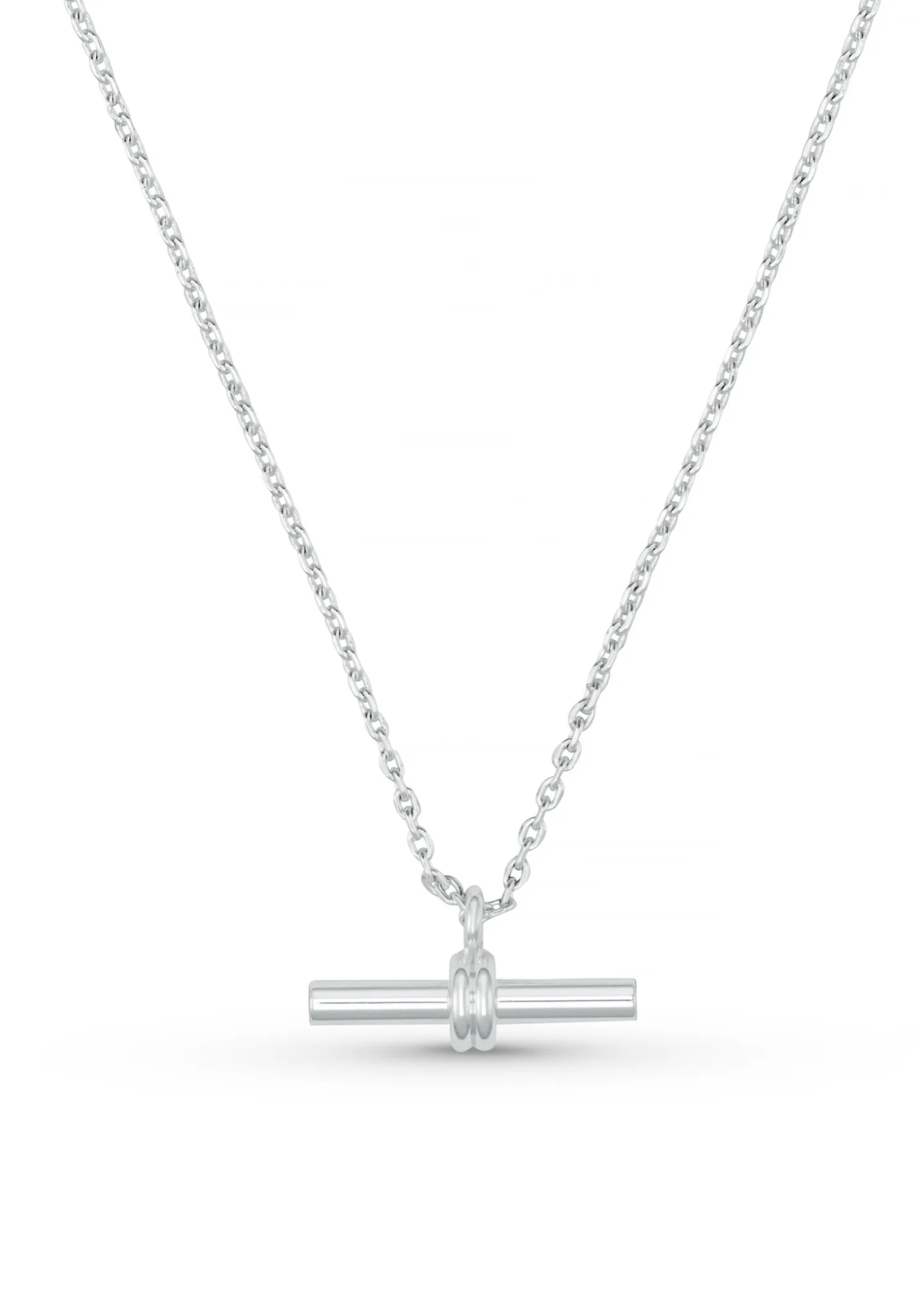 LUXE Linear T-Bar Drop Necklace - Silver - Orelia London - FashionsVida