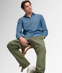 Superdry Herren Essentials Chambray Hemd mit Lockerer Passform Light Blue - Größe: M