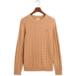 Gant Pull Cable Khaki Mel XL Homme