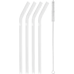 Juego de 4 pajitas de vidrio curvas transparentes Sorrento