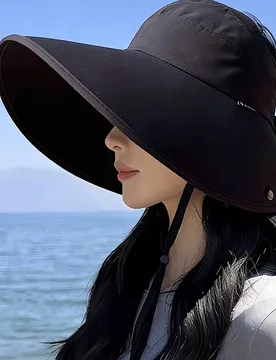 Sombrero de ala ancha para el sol con correa ajustable para la barbilla, sombrero de playa para viajeros de crucero y excursionistas, sombrero de cubo - Shein - FashionsVida