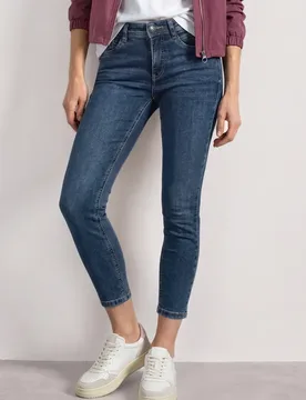 Mid Waist Slim Leg Jeans im Slim Fit female Blau - Street One - FashionsVida