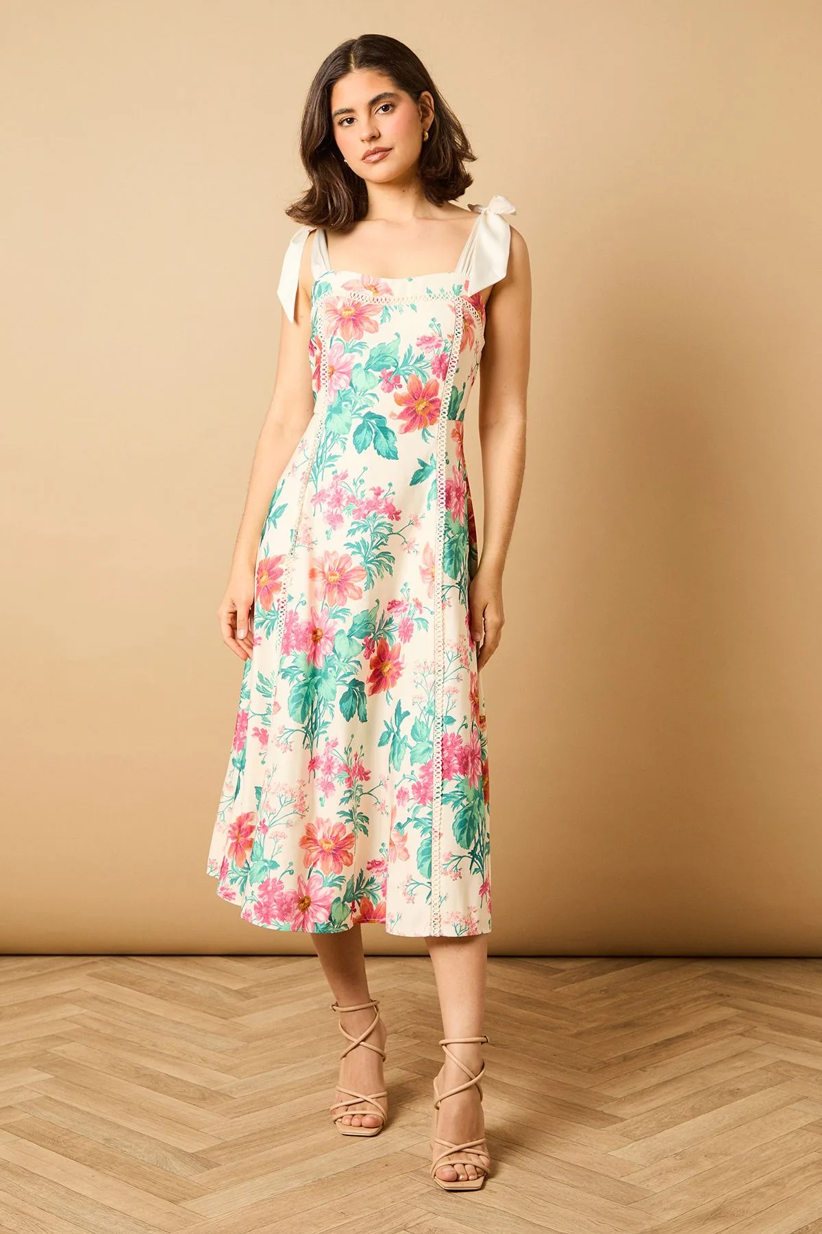 Womens Bow Strap Midi Prom Dress - Multicolour - Size 10 Uk - OASIS - FashionsVida