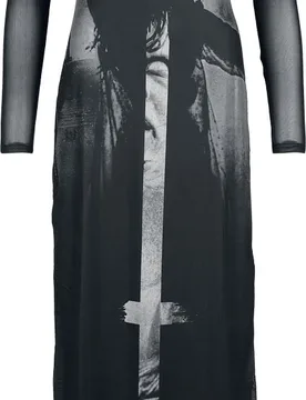 Gothic Kleid lang - Do You Know What She Did? Maxi Dress - S bis XXL - für Damen - Größe S - schwarz/grau - Frauen - female - The Exorcist by Killstar - FashionsVida
