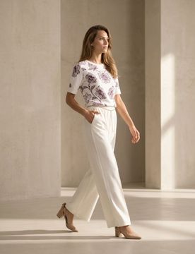 Blusa in maglia con viscosa e motivo floreale - multicolor