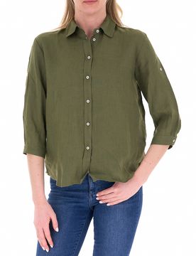 Camicia in lino VERDE OLIVA 48