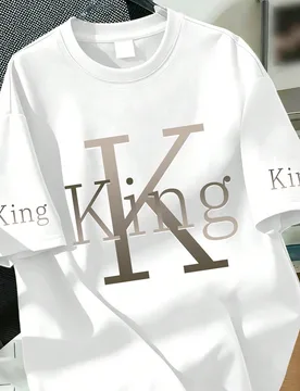 Camiseta de cuello redondo con estampado de letra "King" minimalista casual para niños grandes, nueva parte superior de verano para niños - Shein - FashionsVida