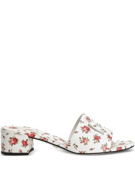 Fire-Stamped Leather Slide Sandals with Mini DG Metal Logo