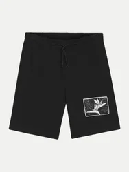 HUGO Shorts Darispan mit Logo-Patch Schwarz L